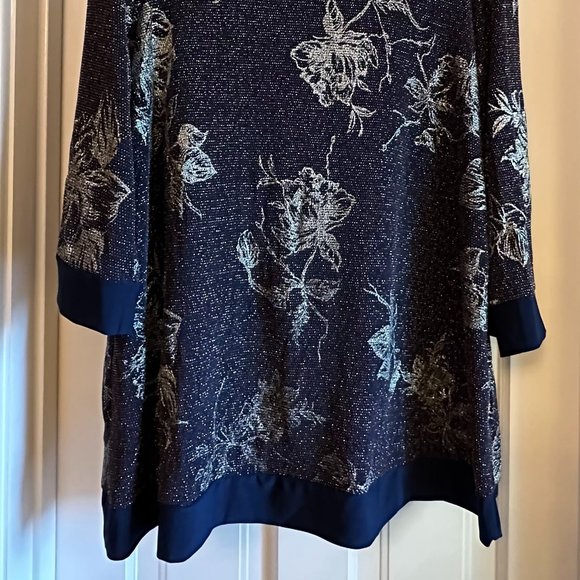 Sparkly Navy Blue With Silver and Gold Lurex Tunic Top - Picture 6 of 6